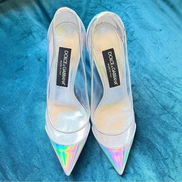DOLCE & GABBANA RAINBOW IRIDESCENT METALLIC HOLOGRAPHIC PUMPS SIZE 37 EUC - Picture 14 of 14